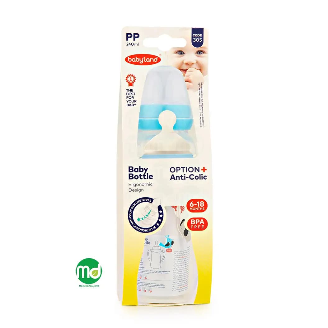 شیشه شیر کودک بی بی لند برای کودکان 6 تا 18 ماه 240ml کد 305