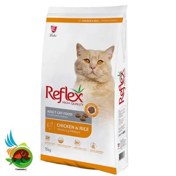 غذای گربه رفلکس با طعم مرغ و برنج Reflex chicken & rice وزن ۱۵ کیلوگرم
