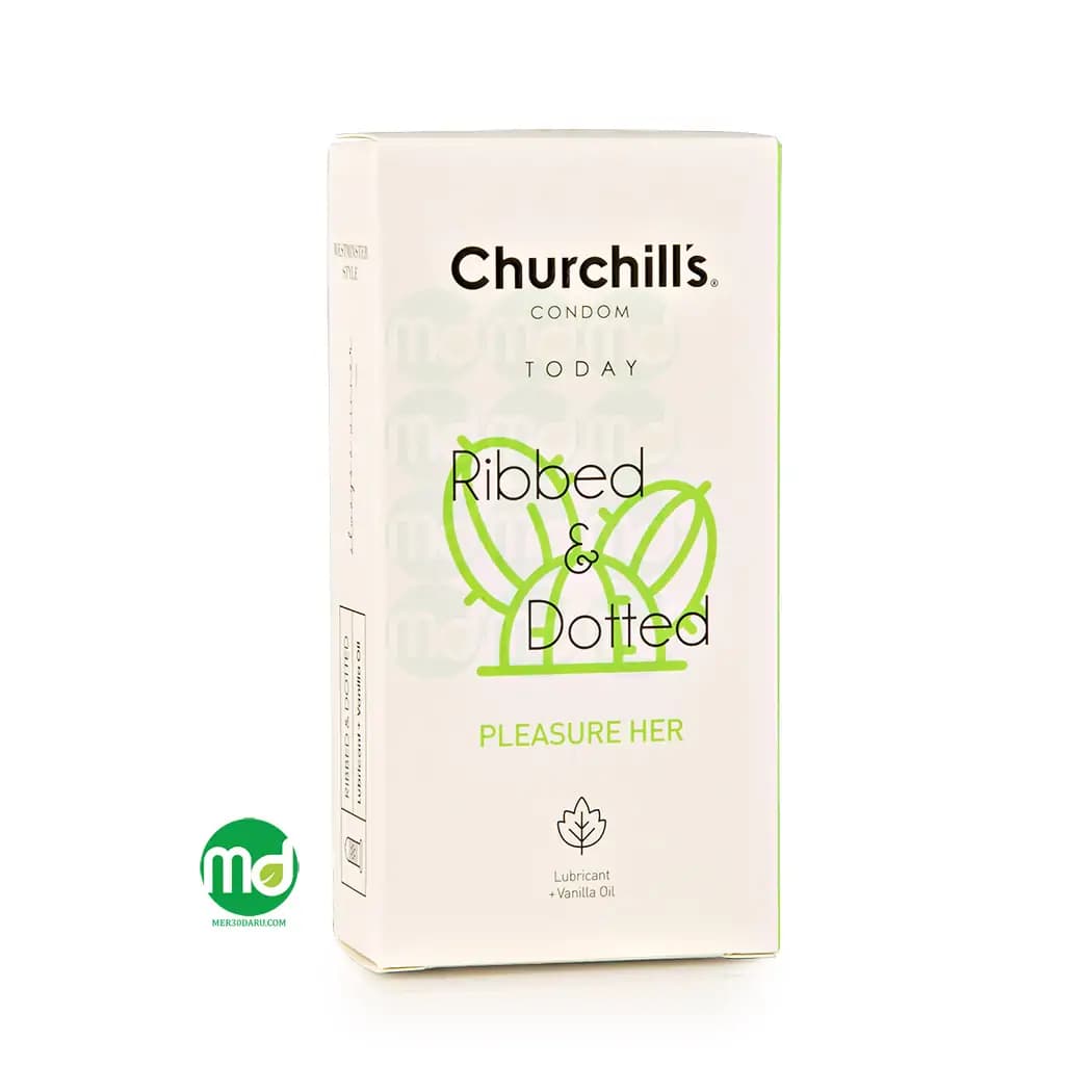 کاندوم خاردار چرچیلز حاوی روان کننده با اسانس وانیل 12 عددی