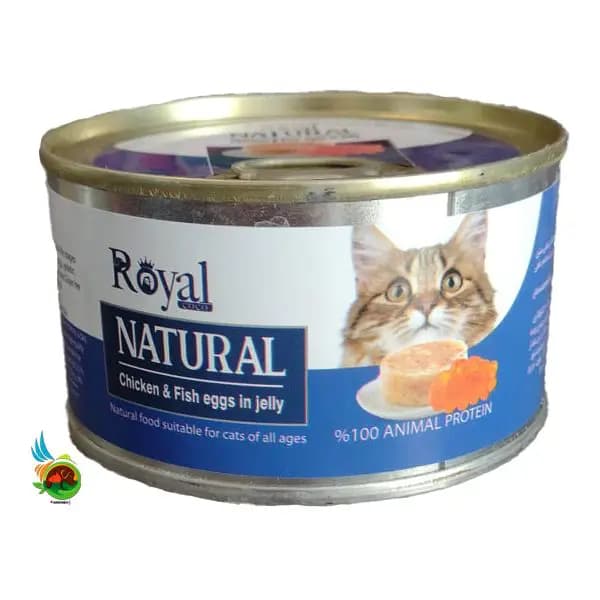 کنسرو نچرال گربه رویال کوکو طعم مرغ و تخم ماهی در ژله Royal coco chicken & fish eggs in jelly وزن ۲۲۰ گرم
