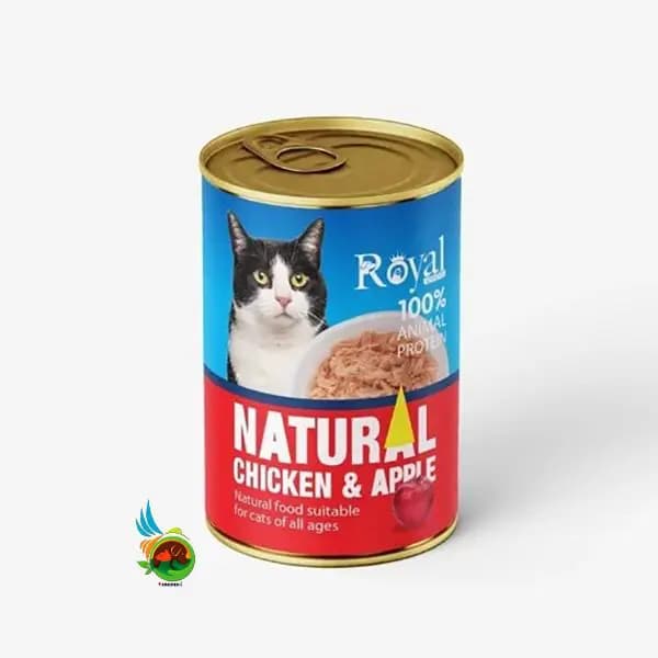 کنسرو نچرال گربه رویال کوکو با طعم مرغ و سیب Royal coco وزن ۳۸۰ گرم