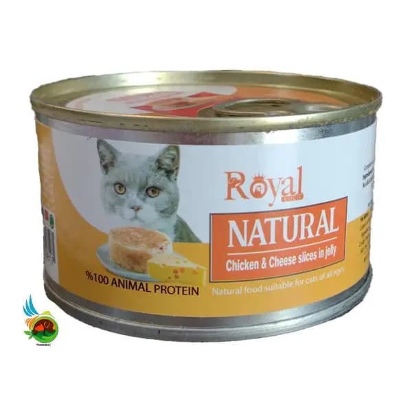 کنسرو نچرال گربه رویال کوکو طعم مرغ و تکه های پنیر در ژله Royal coco chicken & cheese slices in jelly وزن ۲۲۰ گرم
