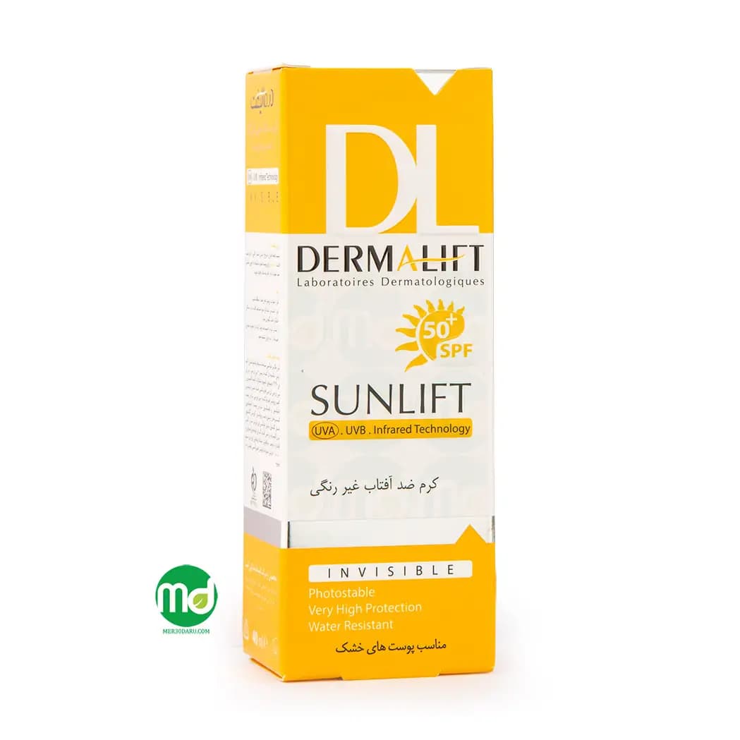 کرم ضد آفتاب بدون رنگ درمالیفت برای پوست خشک +SPF 50