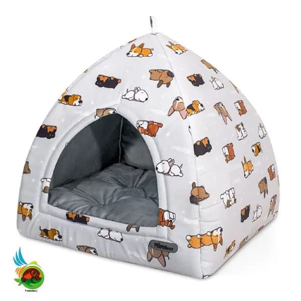 جای خواب سگ و گربه نیناپت مدل لانه سه گوش VIP طرح سگ خوابیده