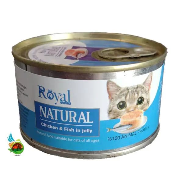 کنسرو نچرال گربه رویال کوکو طعم مرغ و ماهی در ژله Royal coco chicken & fish in jelly وزن ۲۲۰ گرم