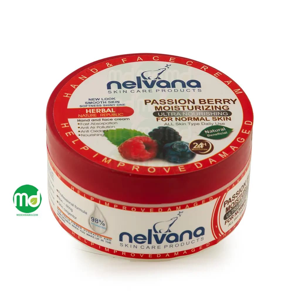 کرم رطوبت رسان دست و صورت نلوانا با عصاره بلوبری 250g