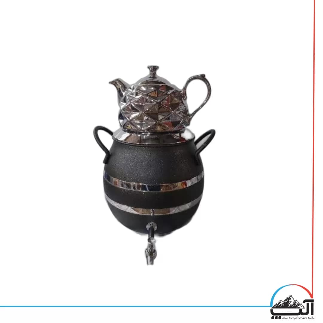 کتری قوری استیل رنگی استاتیک ست کروم کد 2