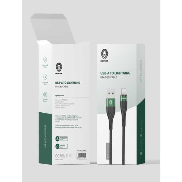 کابل دیتا و شارژ لایتنینگ Green Lion مدل BRAIDED