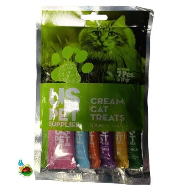 بستنی گربه یو اس پت در طعم های میکس Uspet cream cat treat بسته ۷ عددی