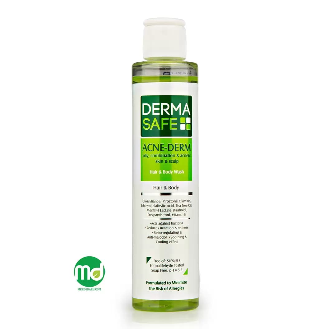 شامپو درماسیف سر و بدن مدل آکنه درم