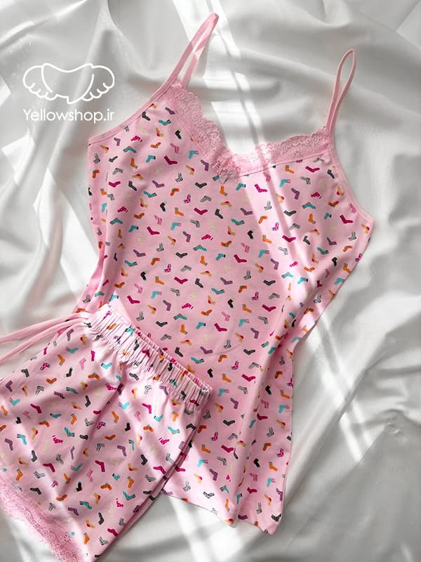 تاپ شورتک نخی زنانه طرح جوراب رنگی برند HNX کد 27031