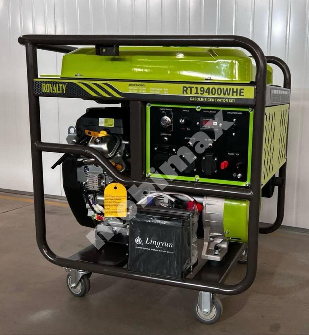 موتور ژنراتور برق ۱۵/۵ کیلو وات بنزینی دوسیلندر تک فاز برند رویالیتی مدل RT19400-E