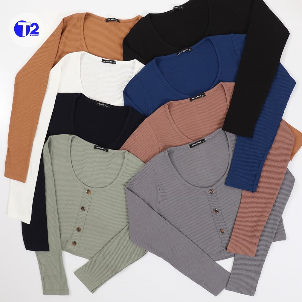 بلوز کراپ جلودکمه (3074)