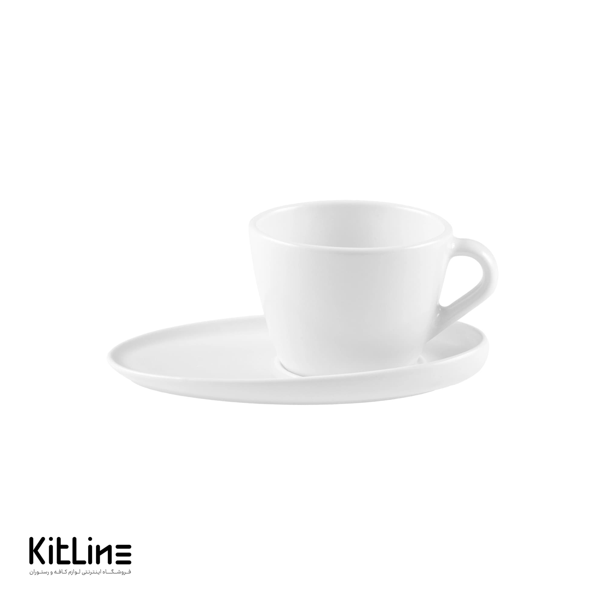 فنجان و نعلبکی لاته پرسلین ۳۰۰ میلی لیتری سفید آرتیزان مدل تیلت