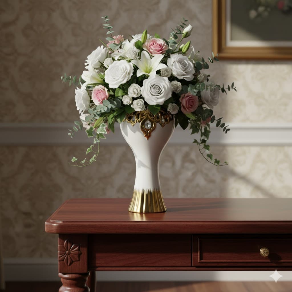 گلدان کوچک سرامیک طلایی کد 1691