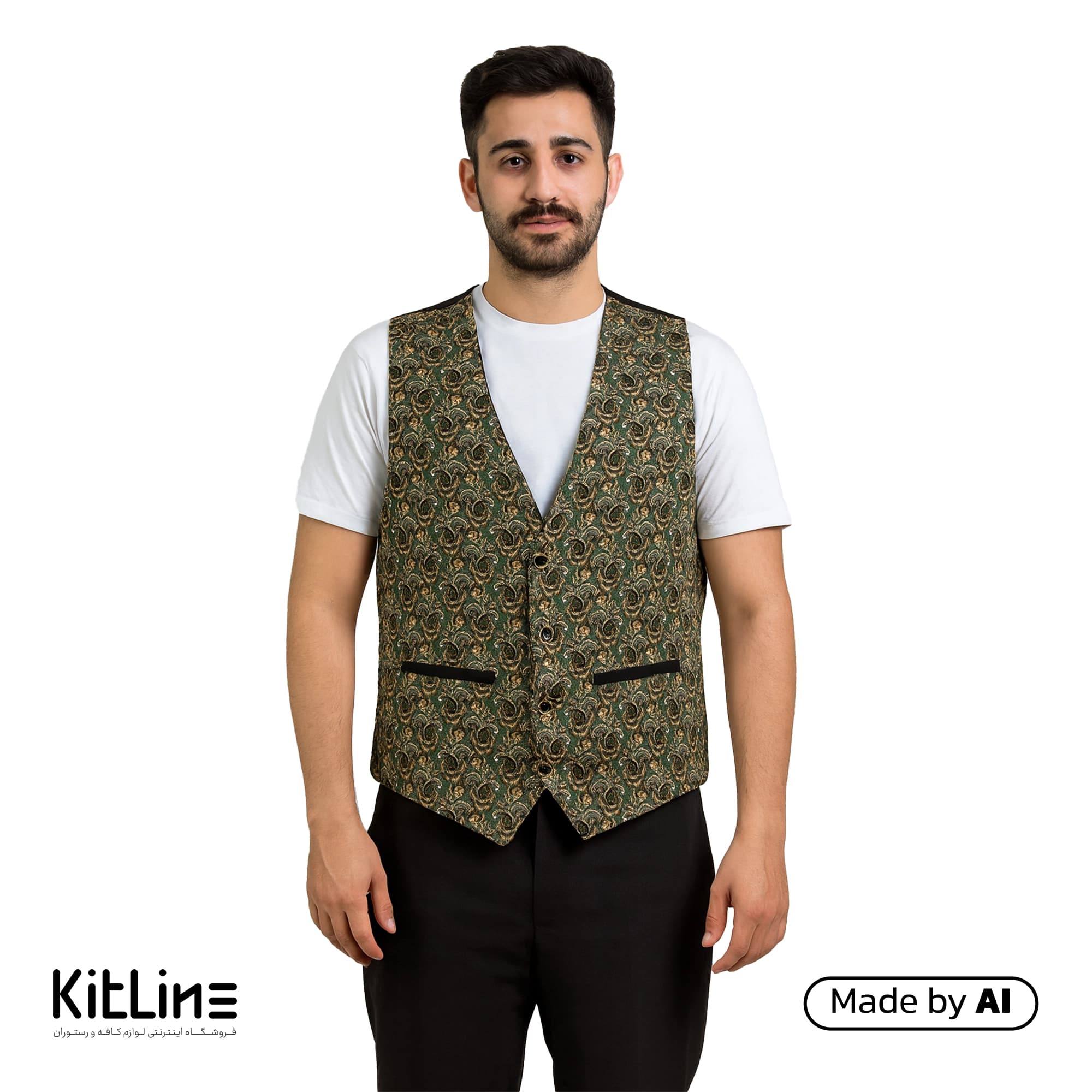 جلیقه سنتی سبز تک فرم