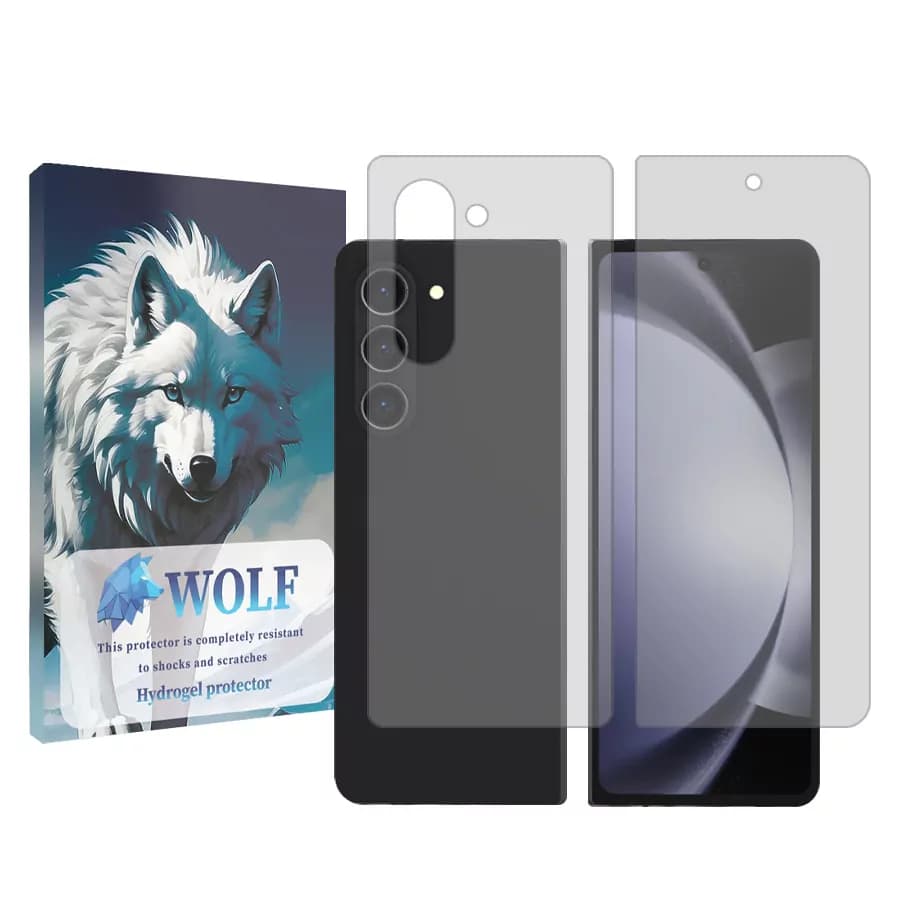 محافظ صفحه نمایش شفاف ولف مدل Tough مناسب برای گوشی موبایل سامسونگ Galaxy Z Fold 5 به همراه محافظ پشت گوشی