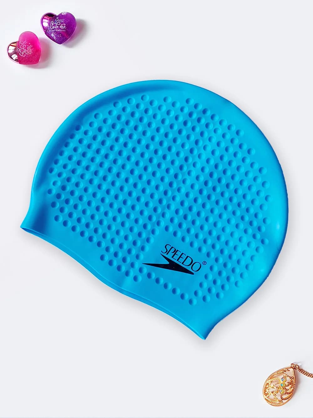 کلاه شنا زنانه و مردانه سیلیکونی طرح توپی مارک اسپیدو ( Speedo ) آبی رنگ