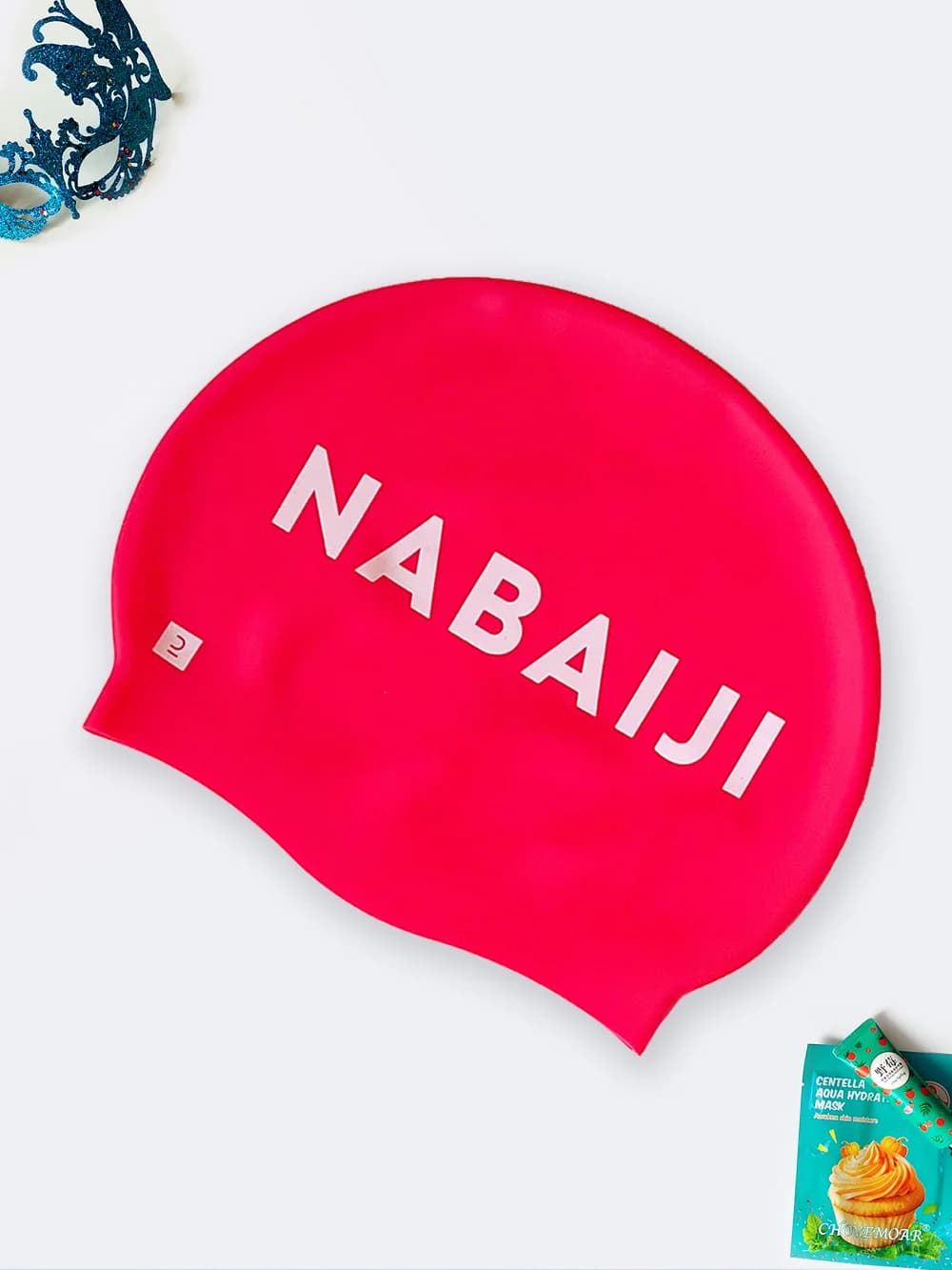 کلاه شنا حرفه ای درجه با کیفیت بالا برند ناباجی ( Nabaji ) به رنگ نئونی قرمز ( سرخابی )