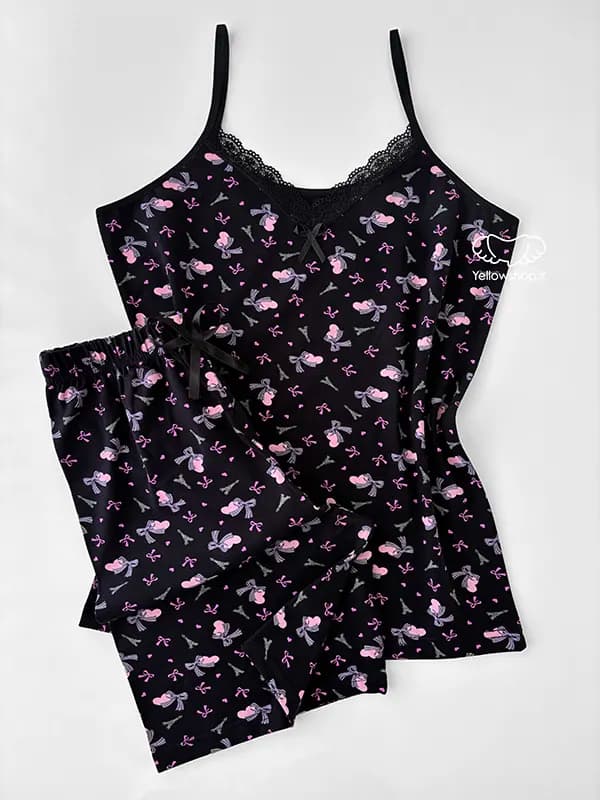 ست تاپ شورتک نخی زنانه قلبی میسپل Misspel کد 27229