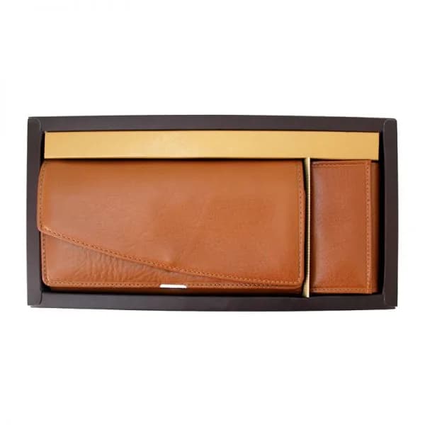 ست کیف پول و جاکلیدی چرم زنانه ST108