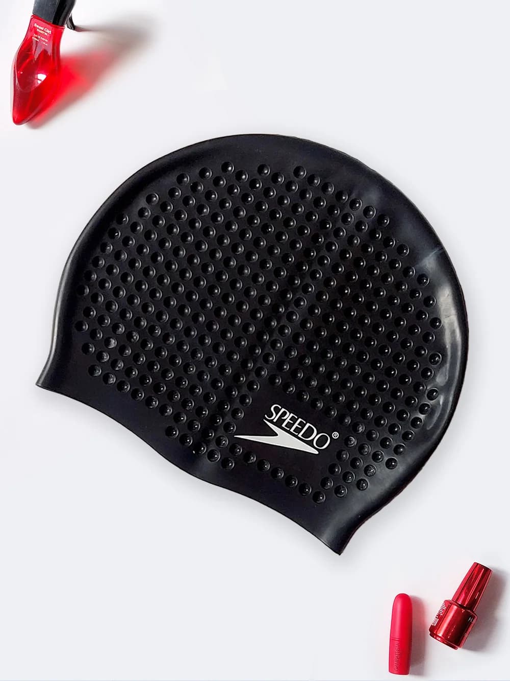 کلاه شنا مشکی رنگ مارک اسپیدو ( Speedo ) زنانه و مردانه سیلیکونی طرح توپی