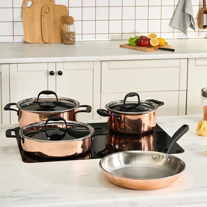 سرویس قابلمه استیل ۷ پارچه کاراجا ۳۱۶+ 3Ply Onyx رنگ مسی