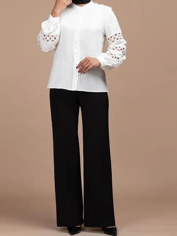 شومیز مجلسی زنانه آستین پفی مدل فرناز برنس Bornos