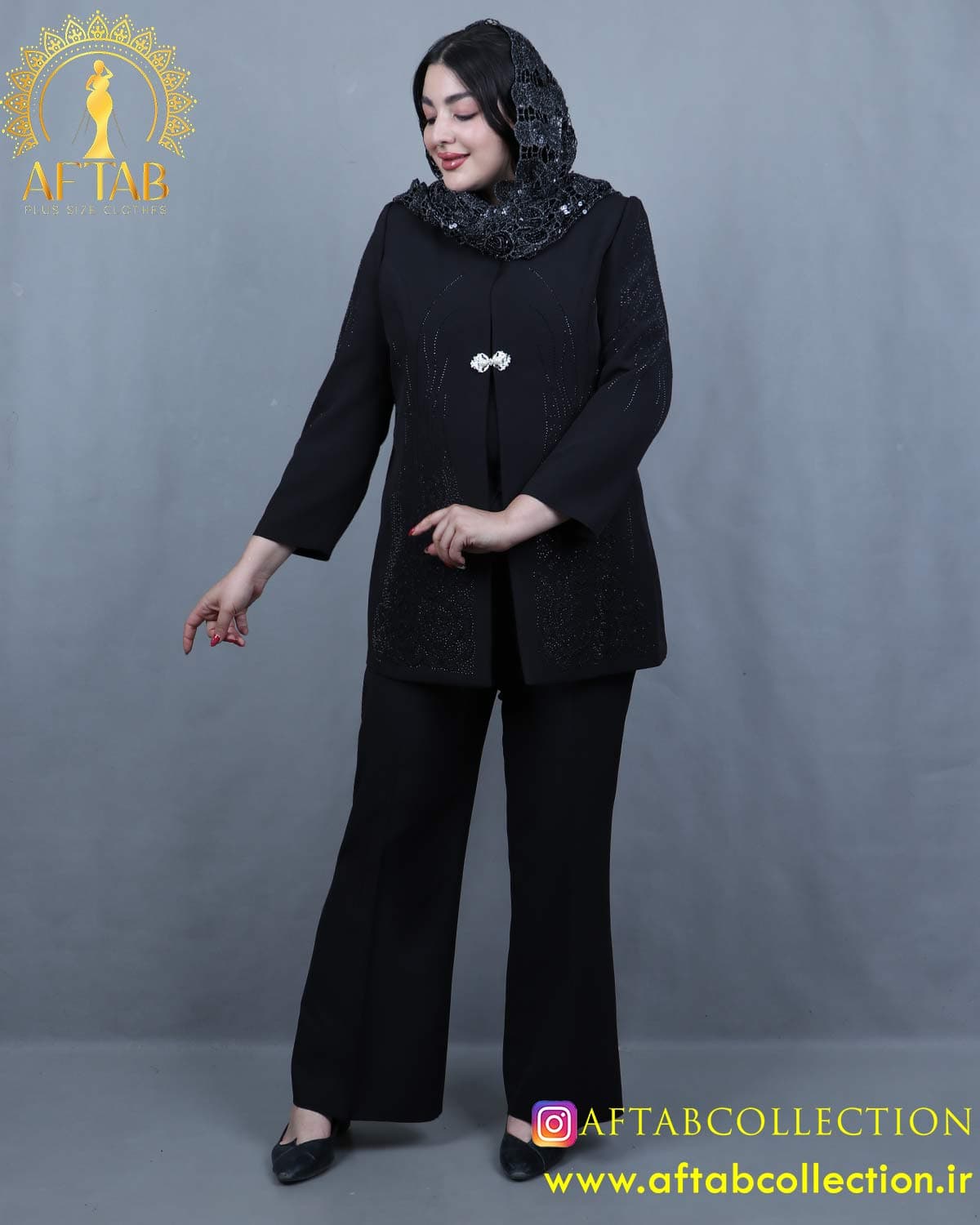 کت شلوار مجلسی نگینی سایزبزرگ 6031