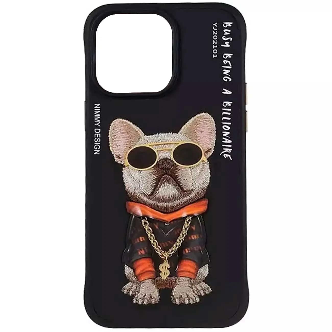 قاب محافظ گوشی آیفون 16 طرح سگ گلدوزی شده نیمی Nimmy Embroidery phone case 360° protection iphone 16