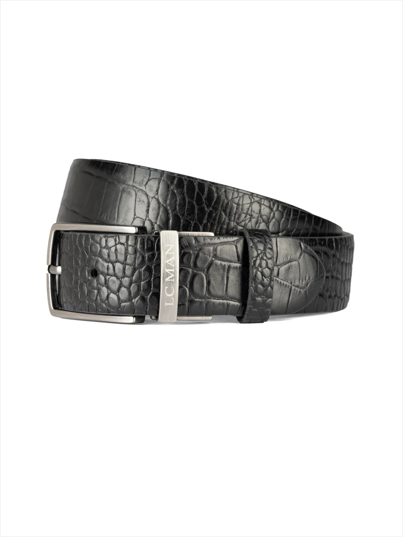 کمربند چرم زبانه دار مشکی دو رو سگک چرخشی 10