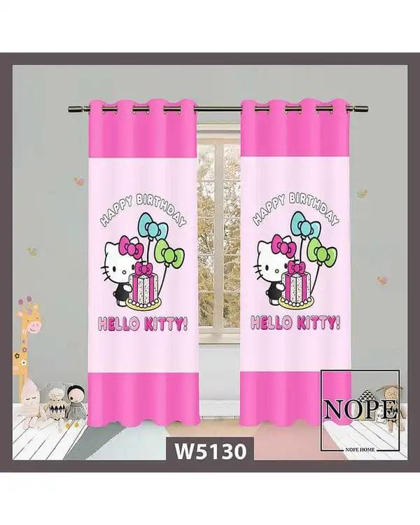 پرده کودک مخمل نوپه هوم Nopehome مدل پانچی طرح گربه کد W5130