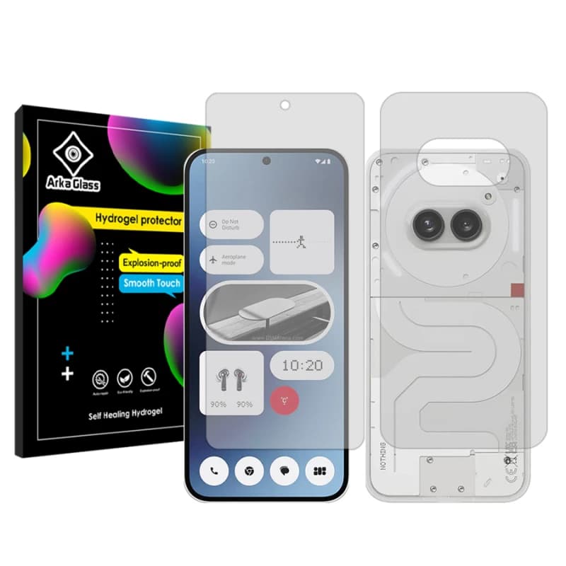 محافظ صفحه نمایش شفاف گوشی ناتینگ فون 2a آرکا گلس مدل Tough به همراه محافظ پشت گوشی