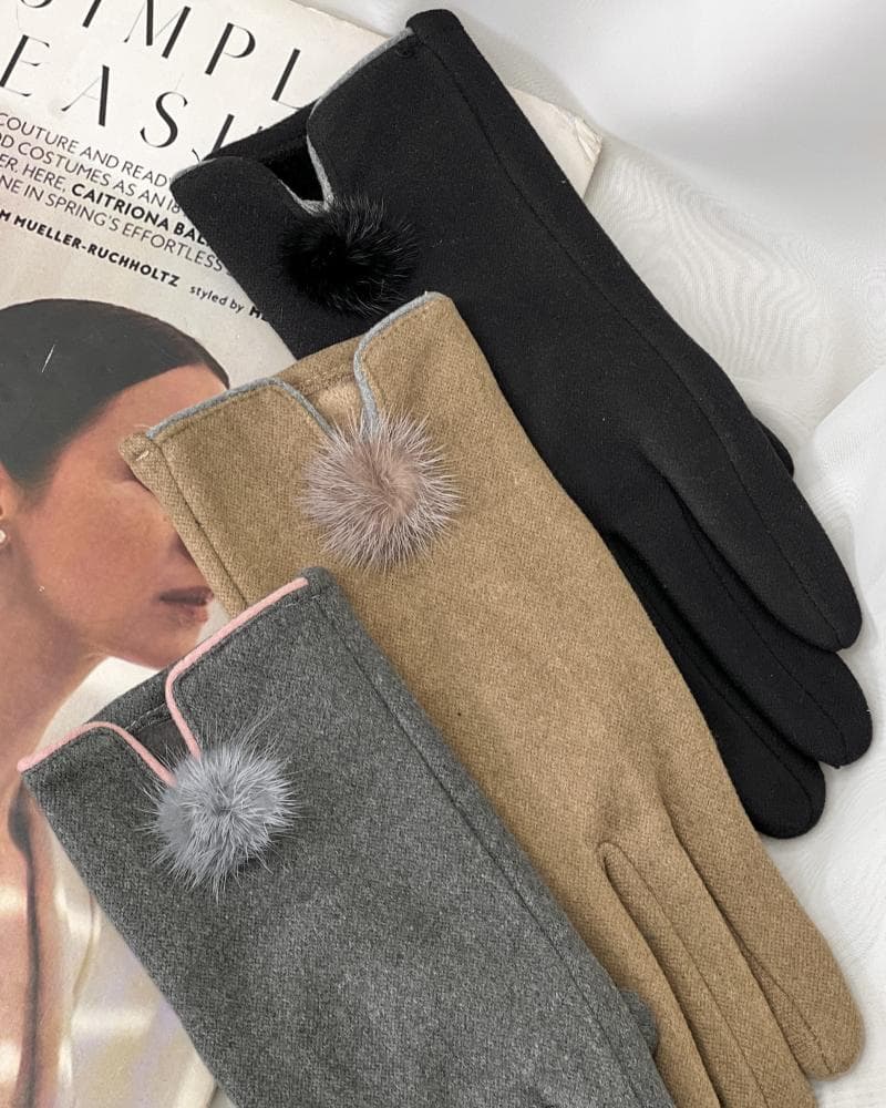 دستکش زنانه پوم پوم کد 25576