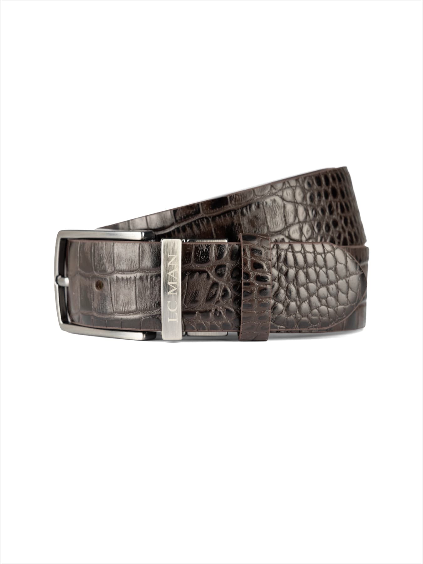 کمربند چرم زبانه دار قهوه ای دو رو سگک چرخشی 10