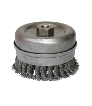 برس کاسه ای طوقه دار بافته سایز 105 مهره دار مخصوص مینی فرز سه ستاره جهان برس (کاسه خاکستری - سیم خاکستری) بزرگ