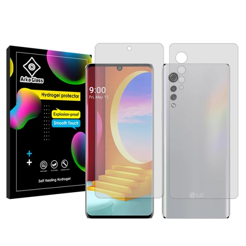 محافظ صفحه نمایش شفاف گوشی ال جی Velvet آرکا گلس مدل Tough به همراه محافظ پشت گوشی