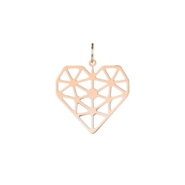 پلاک طلا 18عیار زنانه طرح قلب ژِئومتریک