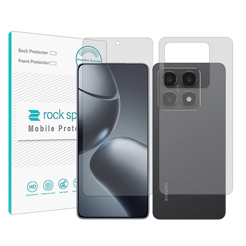 گلس گوشی شفاف شیائومی 14T راک اسپیس مدل Resistant به همراه محافظ پشت گوشی