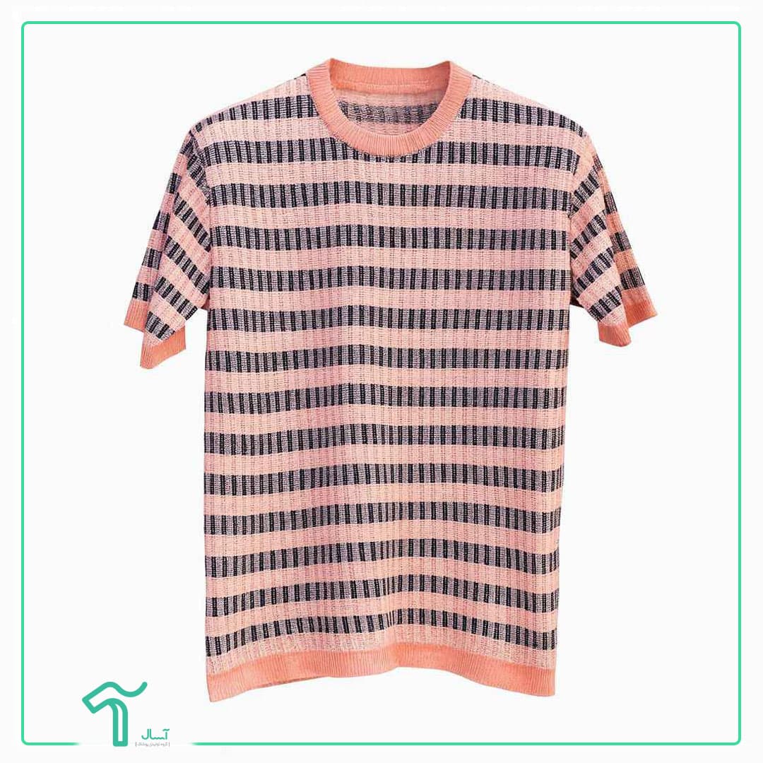 تیشرت کشبافت یقه گرد میله ای کد 9259