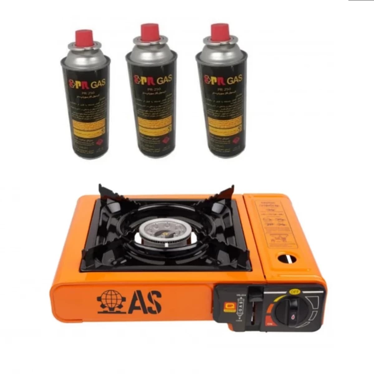 اجاق سفری مدل AS به همراه سه عدد کپسول گاز سفری