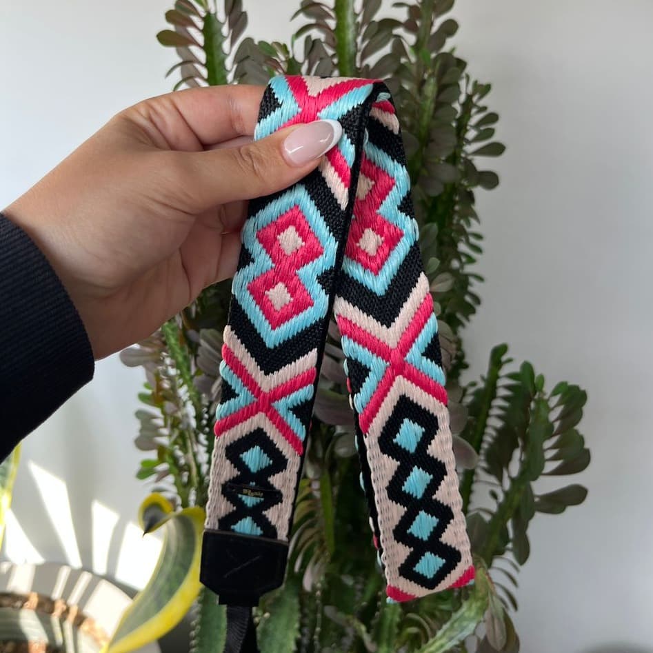 بند دوربین صورتی ابی بندینو Bandino Pink & Blue Camera Strap