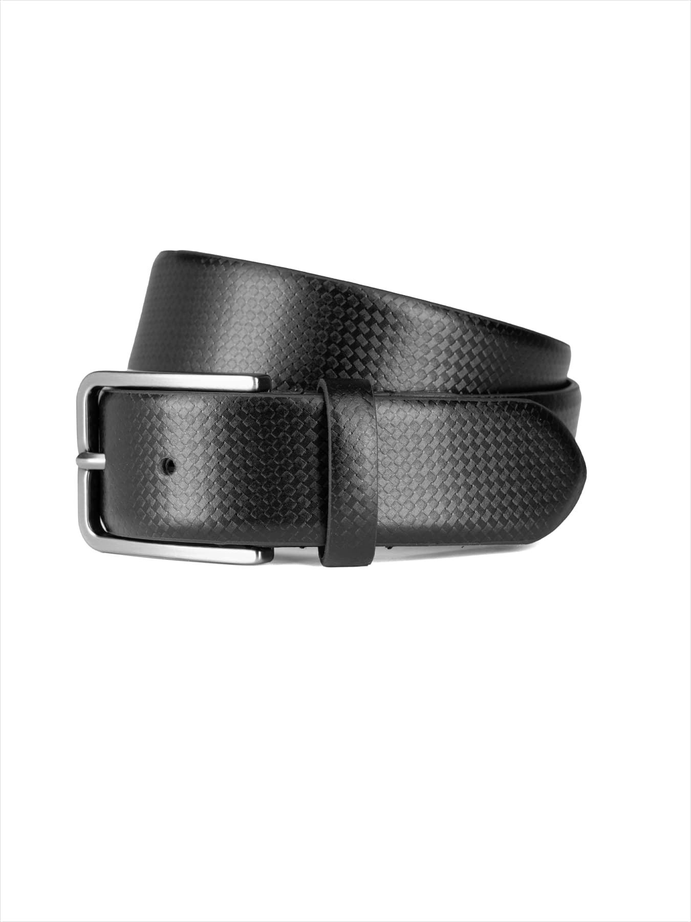 کمربند چرم مشکی زبانه دار طرح دار 81