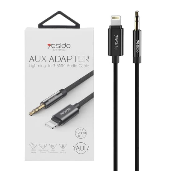 کابل تبدیل لایتنینگ به جک 3.5 میلی متری یسیدو مدل YAU17 طول 1.2 متر
