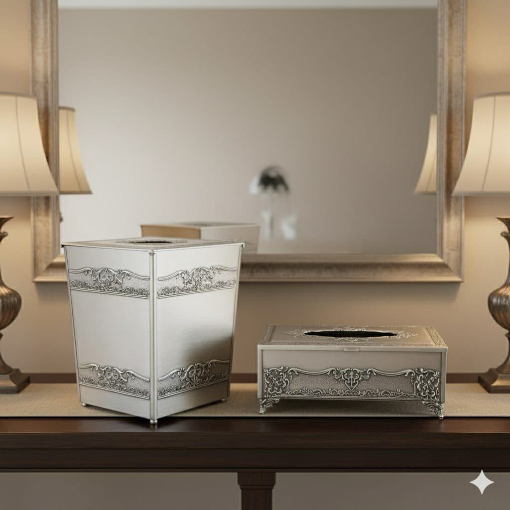 ست سطل و جا دستمالی پیوتر یونیک کد 1400