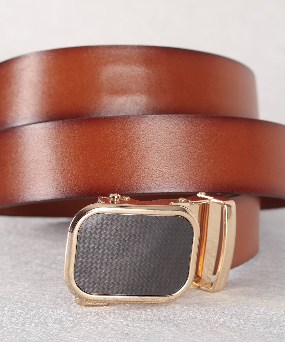 کمربند ریلی مردانه عسلی مستطیلی 4040