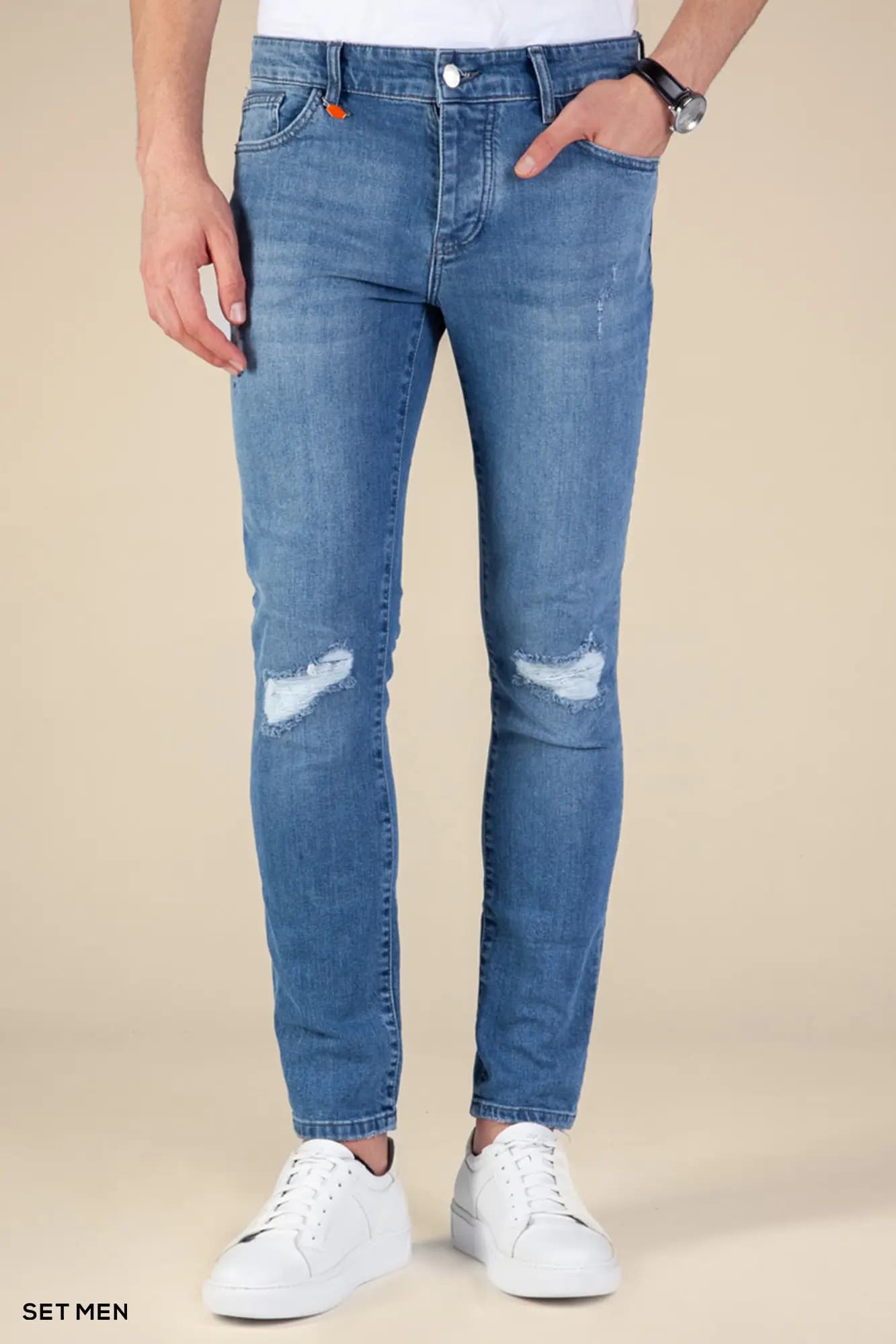 شلوار جین مردانه اسلیم زاپ دار