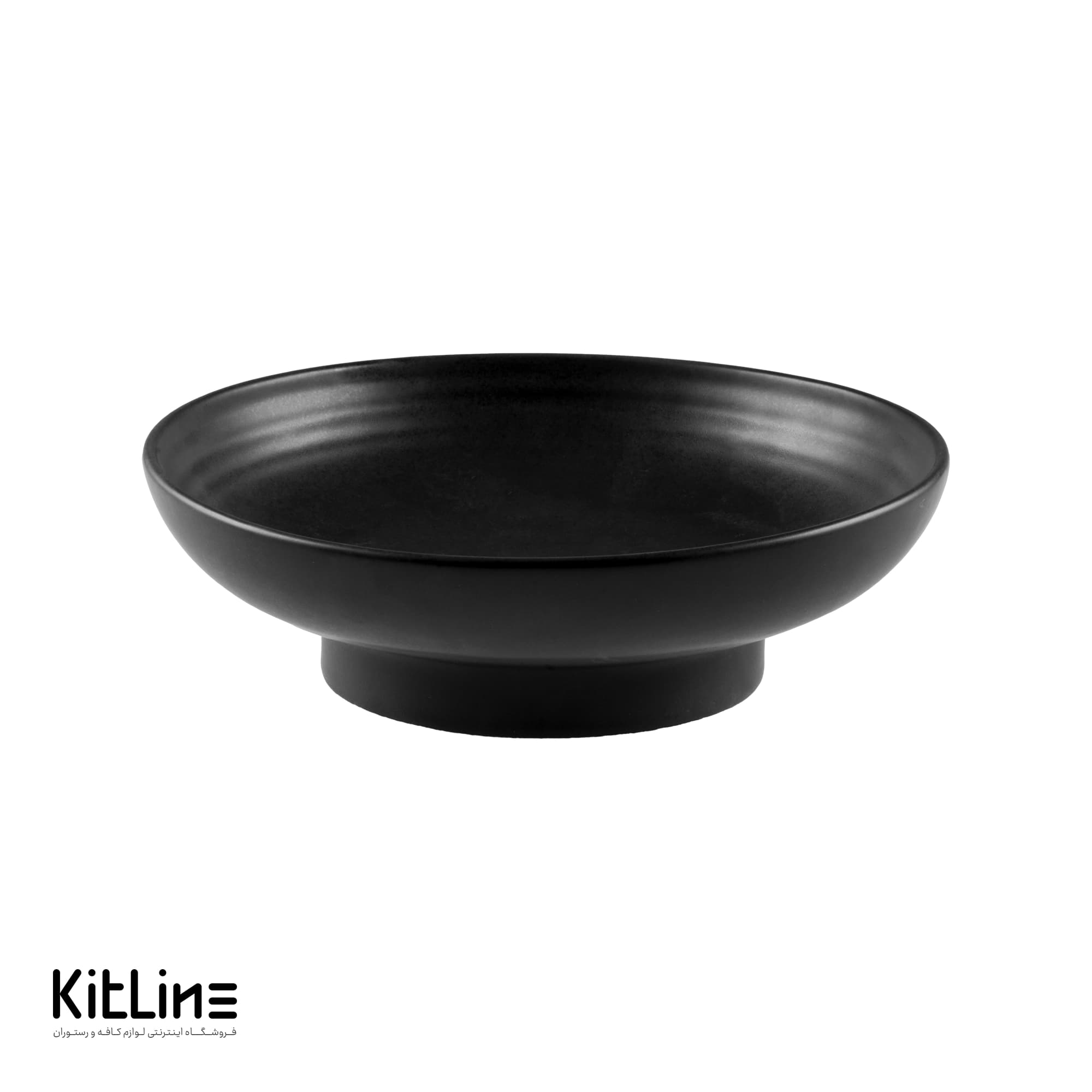 ظرف سالاد پایه دار پرسلین ۲۳ سانتیمتری مشکی آرتیزان