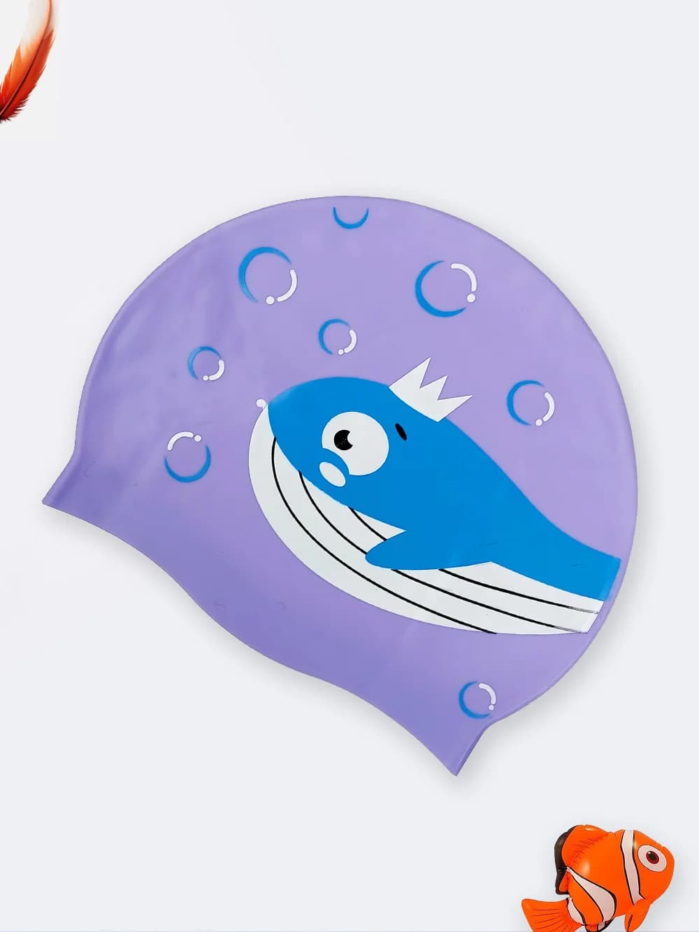 کلاه استخری بچگانه دخترانه و پسرانه بنفش رنگ طرح نهنگ سیلیکونی برای استخر
