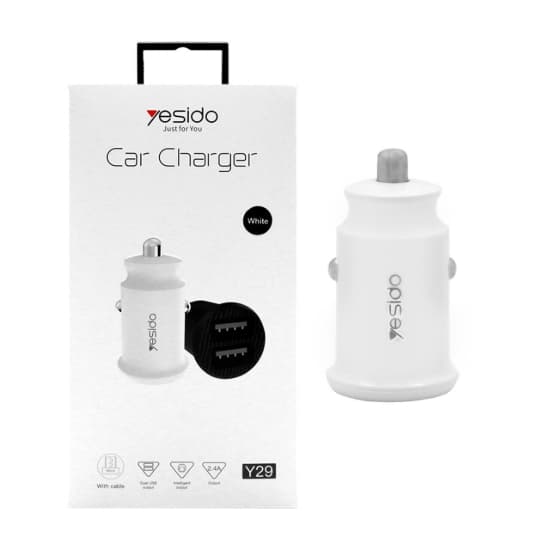 شارژر فندکی دو پورت یسیدو مدل Y29 به همراه کابل MicroUSB